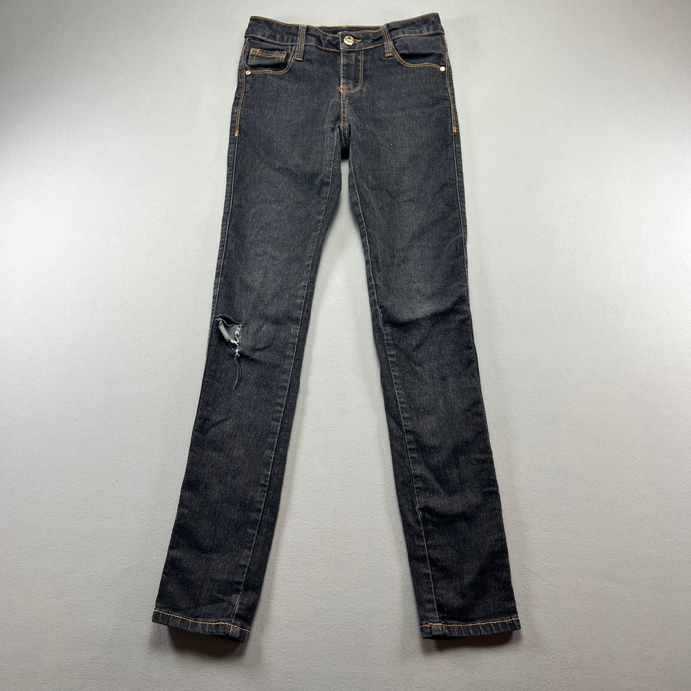 Papaya Jeans Womens 3 Black Denim Cotton Stretch Ripped Skinny Leg Low Rise
